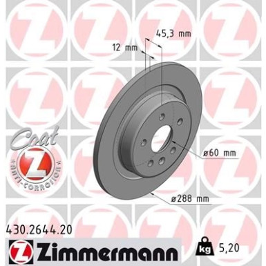 10 482 037 Bremsscheibe HA | OPEL Astra K 15 | 430.2644.20