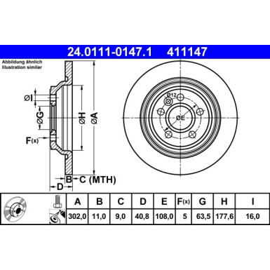 Bremsscheibe Volvo T. S60/S80/V60/V70/Xc70 07 | 24.0111-0147.1