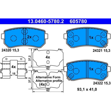 Bremsbelagsatz Kia T. Cee'D/I30/Accent/Rio/Sportage 05 | 13.0460-5780.2