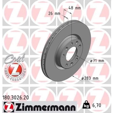 70 481 043 Bremsscheibe VA | CITROEN C4 GrandPic. 1.2-2.0 13 | 180.3026.20