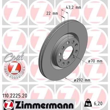 ZIMMERMANN Bremsscheibe | 110.2225.20