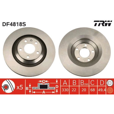 Bremsscheibe Vw T. A6 2.0-4.2 | DF4818S