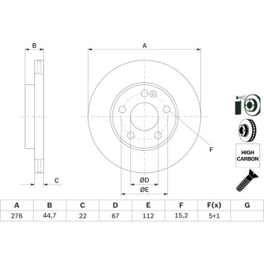 Bremsscheibe VA | MERCEDES W169,W245 04 | 0 986 479 186