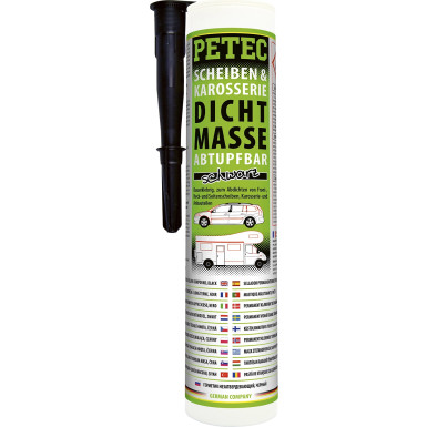 Petec Scheiben- & Karosseriedichtmasse Kartusche Abtupfbar Schwarz 310ml | 83300