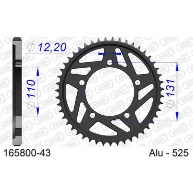 AFAM Kettenrad ALU 43 Zähne | für 525, für HARD | 165800-43