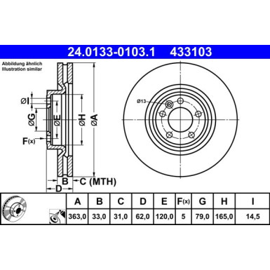 ATE Bremsscheibe | 24.0133-0103