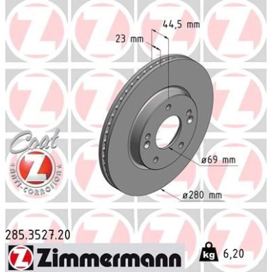 ZIMMERMANN Bremsscheibe | 285.3527.20