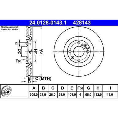 ATE Bremsscheibe | 24.0128-0143.1