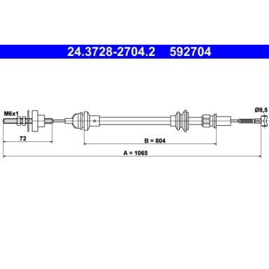 ATE Kupplungsseil | 24.3728-2704.2