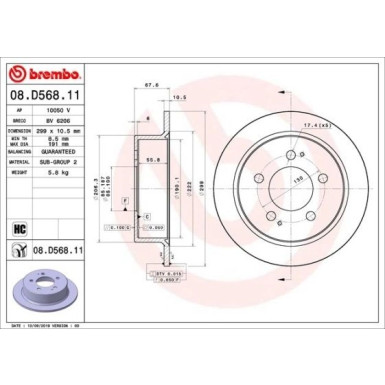 Bremsscheibe HA | SSANGYONG Actyon, Rexton 05 | 08.D568.11