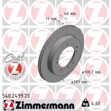 ZIMMERMANN Bremsscheibe | 540.2499.20