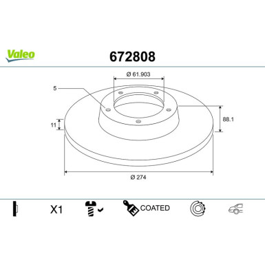 VALEO Bremsscheibe | 672808