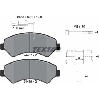 Bremsbelagsatz Fiat P. Ducato 06- Ad 1600Kg 2 Sensoren Verbessert | 2446703