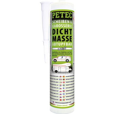 Petec Scheiben- & Karosseriedichtmasse Kartusche Abtupfbar Weiß 310ml | 83290