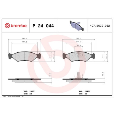 BREMBO Bremsklötze VA | FORD Fiesta, Ka 83-08 | P 24 044