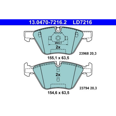 Bremsbelagsatz Bmw S. 1/3/X1 Z4 1.6-3.0 03- Keramik | 13.0470-7216.2