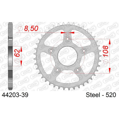 AFAM Kettenrad STAHL 39 Zähne | für 520 | 44203-39