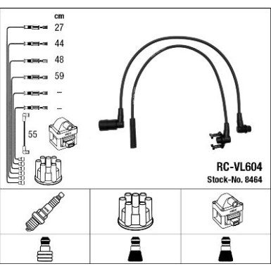 RC-VL604 NGK | Zündkabelsatz | VOLVO 460 L (464) 1.6,7.92-7.96 | 8464