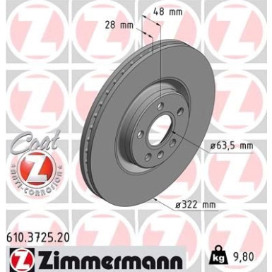 ZIMMERMANN Bremsscheibe | 610.3725.20