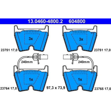 Bremsbelagsatz Vw P. Phaeton 3.2-6.0 4 Motion 02-16 | 13.0460-4800.2