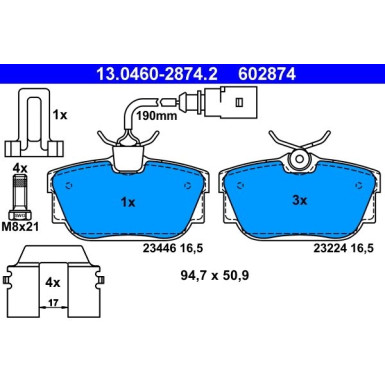 Bremsbelagsatz Vw T. Vw T4 90-03 | 13.0460-2874.2