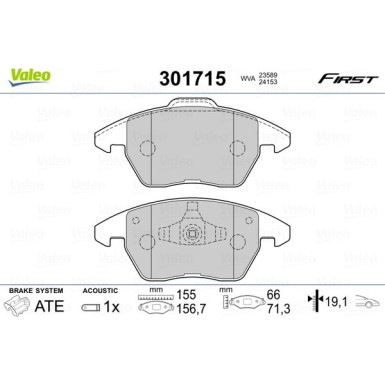 VALEO Bremsbeläge | 301715
