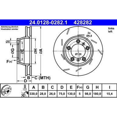 Bremsscheibe Porsche T. Panamera 3.0-4.8 09-16 Le | 24.0128-0282.1