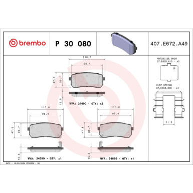 BREMBO Bremsklötze HA | KIA Sorento 15 | P 30 080