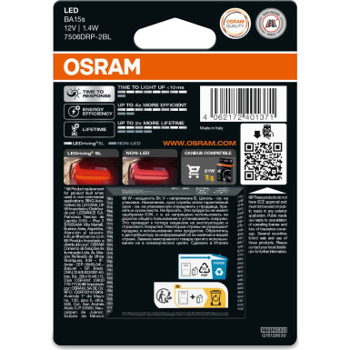 P21W LEDriving SL Red 12V Blister 2 Stück OSRAM