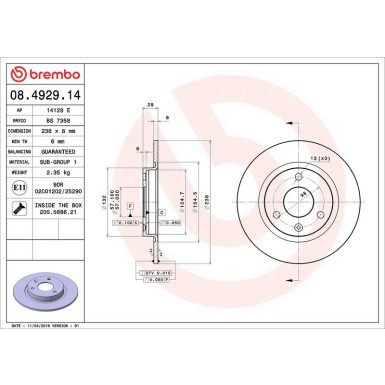 70 481 009 Bremsscheibe VA | CITROEN AX,PEUGEOT 106 87 | 08.4929.14