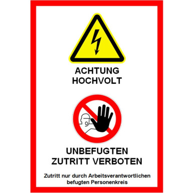 Warntafel Achtung Hochvolt | rot | 24020