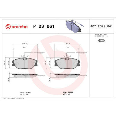 BREMBO Bremsklötze VA | CITROEN Jumpy PEUGEOT Expert 94-08 | P 23 061