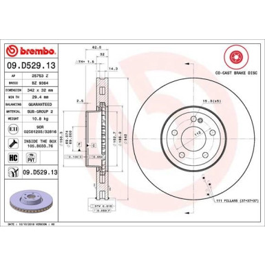 15 481 198 Bremsscheibe VA Co-Cast | MERCEDES E-Klasse 16 | 09.D529.13