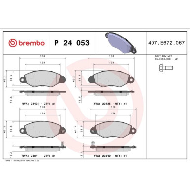 BREMBO Bremsklötze VA | FORD Transit 00-06 | P 24 053