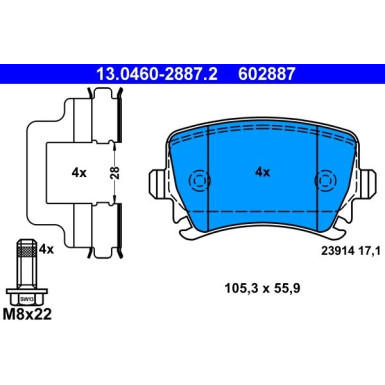 Bremsbelagsatz Vw T. A3/Tt/Golf Vi/Passat/Eos/Superb 4X4 | 13.0460-2887.2