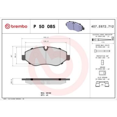 BREMBO Bremsklötze VA | MERCEDES Sprinter,VW Crafter 03 | P 50 085