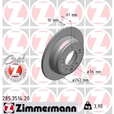 ZIMMERMANN Bremsscheibe | 285.3514.20