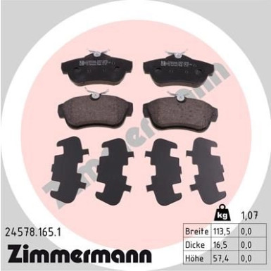 ZIMMERMANN Bremsbeläge | 24578.165.1