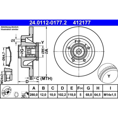 Bremsscheibe Opel T. Vivaro 1.9-2.5D 01- Mit Abs-Lager | 24.0112-0177.2