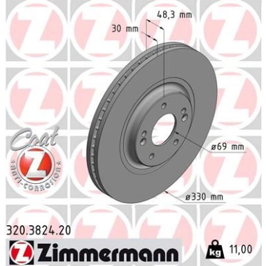 ZIMMERMANN Bremsscheibe | 320.3824.20