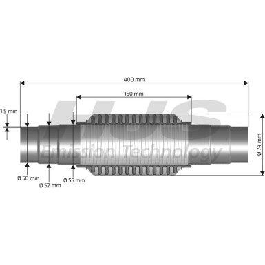 Stufenflexrohr | DM 50 / 52 / 55 L 400mm Flex 150mm | 83 00 8568