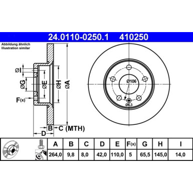 Bremsscheibe Opel T. Astra/Meriva/Zafira 98 | 24.0110-0250.1