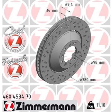 ZIMMERMANN Bremsscheibe | 460.4534.70