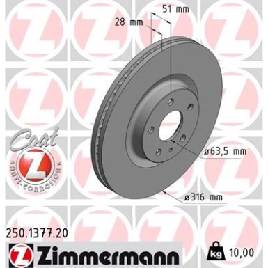 ZIMMERMANN Bremsscheibe | 250.1377.20