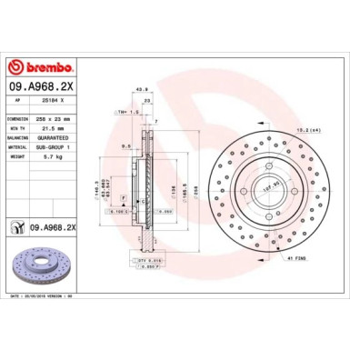 Bremsscheibe VA Xtra | FORD Fiesta 08 | 09.A968.2X