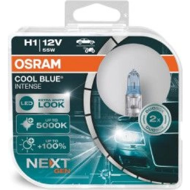 H1 Osram | 12V 55W P14,5S CBN HCB | Cool Blue Intense, Duo-Box | 64150CBN-HCB