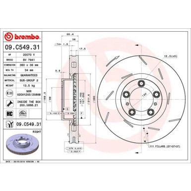 Bremsscheibe VA | PORSCHE Panamera 10-16 | 09.C549.31