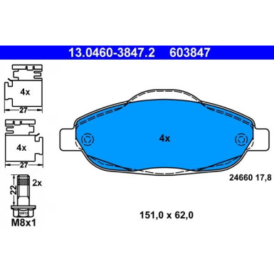 Bremsbelagsatz Peugeot S. 308/3008 07 | 13.0460-3847.2