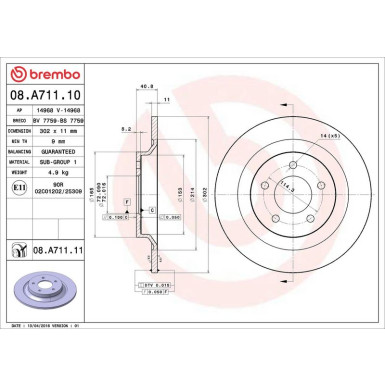 83 482 025 Bremsscheibe HA | MAZDA 5 05 | 08.A711.10