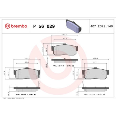 BREMBO Bremsklötze HA | NISSAN Almera, Sunny 90-06 | P 56 029